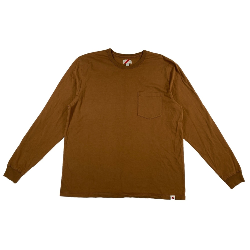 Best Made Co Crew Neck Pocket T-Shirt Long Sleeve Men's XL Brown USA Made